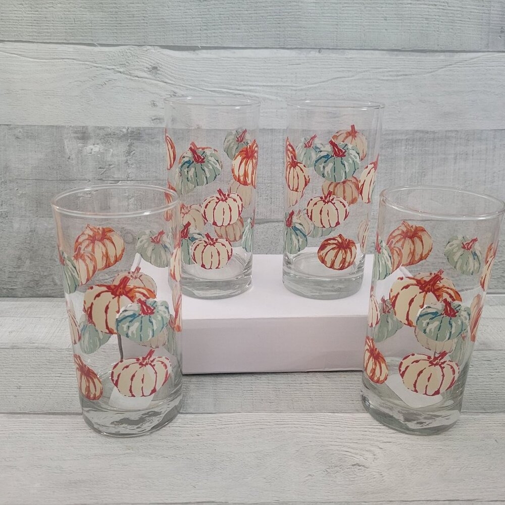 Set Of 4 Greenbrier Pumpkin-Themed Drinking Glasses